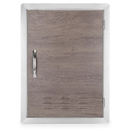 Stanbroil BBQ Access Door 20W x 27H Inch, Wood Grain Outdoor Kitchen Doors Wall Construction Single Vertical Door for Outside Kitchen, BBQ Island, Grill Station