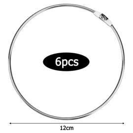 Pack of 6 large key rings, 12 cm, stainless steel, key ring, the ring buckle is firm and does not fall off. It is used for hanging keys, clothes bags (silver), silver