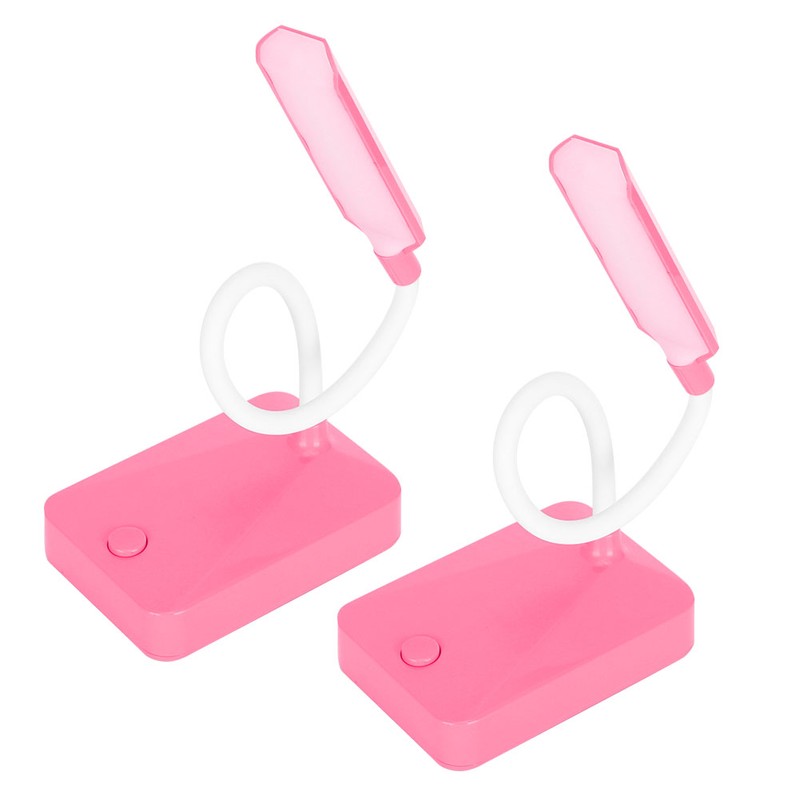 2 Sets LED Desk Lamp Pink Flexible Gooseneck Foldable Home