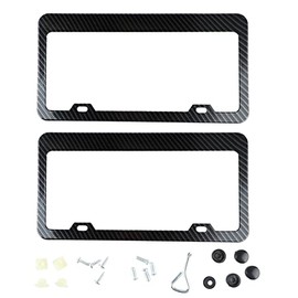 KIMISS Marco para matrícula de Coche, 2 Unidades, Fibra de Carbono, Universal, Resistente a la oxidación, Marco y Cubierta para Placa