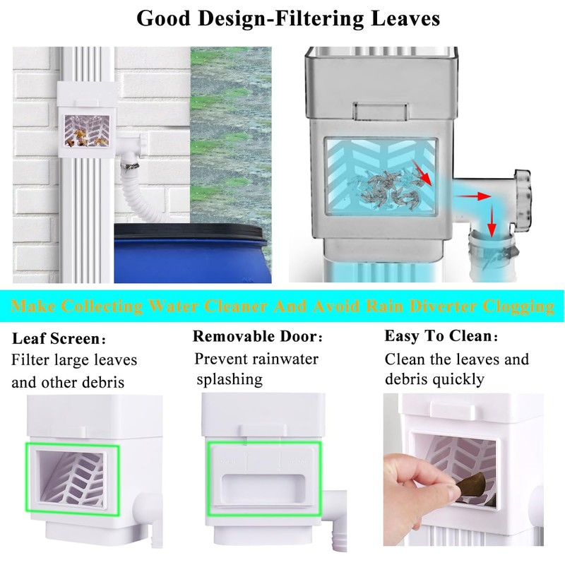 MISDENK Rain Barrel Diverter Kit, Downspout Diverter Fits for 2x3