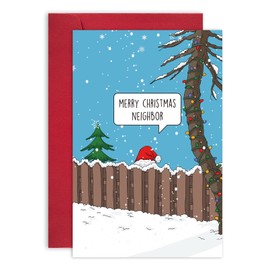 Leinessy Merry Christmas Neighbor Card, Humorous Xmas Card, Happy Holidays Card for Neighbors