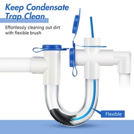 Gulfmew 3 Pcs Condensate Trap Flexible Drain Brush, 16 Inch AC Drain Line Cleaning Brush for AC & HAVC Condensate P Trap, Blue