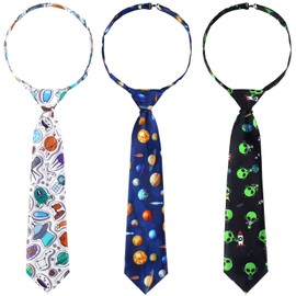 Neck Tie for Kids Boys 3 Pcs Pre Tied Boys Ties Adjustable Toddler Neckties for Formal Wedding Graduation School (Stylish Style)