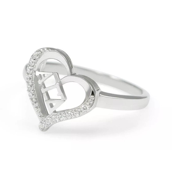 Alpha Gamma Delta Sorority Sterling Silver Heart Ring w/ Simulated