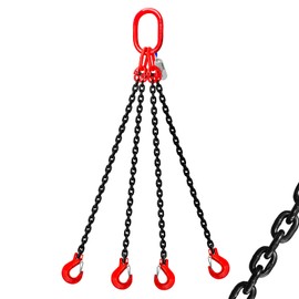 SENKEYFE 6 Ton Chain Sling 5/16 Inch x 5 Ft Lifting Chains 4 Legs Industrial Grab Hooks 13400LBS Capacity Lifting Slings G80 Alloy Steel Engine Chain Hoist Lifts for Cargo Security Towing and Handling
