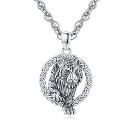 Tiger Necklace for Men/Women, Valentine's Day Gift 925 Sterling Silver Celtic Oxidation Tiger Pendant Punk Tiger Animal Jewellery Gift for Dad Mom Boyfriend Birthday Christmas