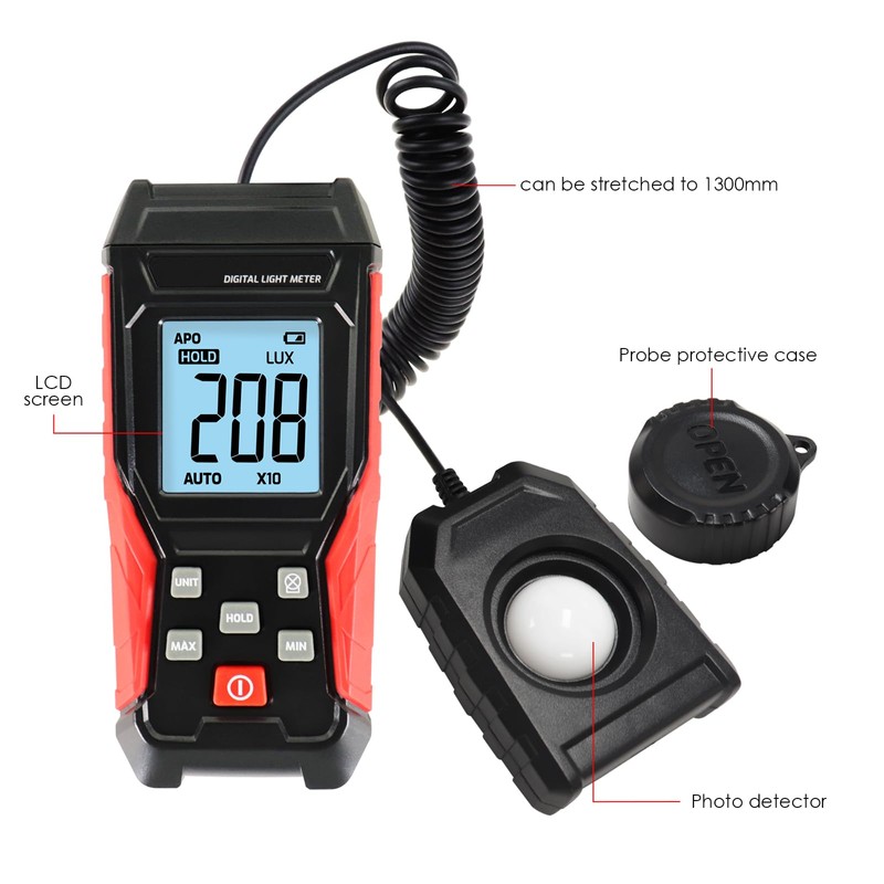 Light Meter Digital Lux Meter Handheld Illuminance Light Meter with