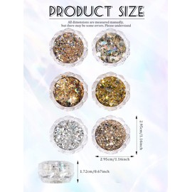 6 Boxes Holographic Nail Art Sequins Glitter Kits, CYHYII Nail Glitter Metallic Sequins Acrylic Dust Sequins Ultra-Thin Nail Art Sequins Sticker for Nail Design Nail Art Tips Decoration