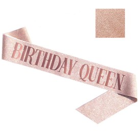 BLUPLE Birthday Queen Sash Rose Gold Sash for Women Girls Gift, Birthday Decorations Party Favors
