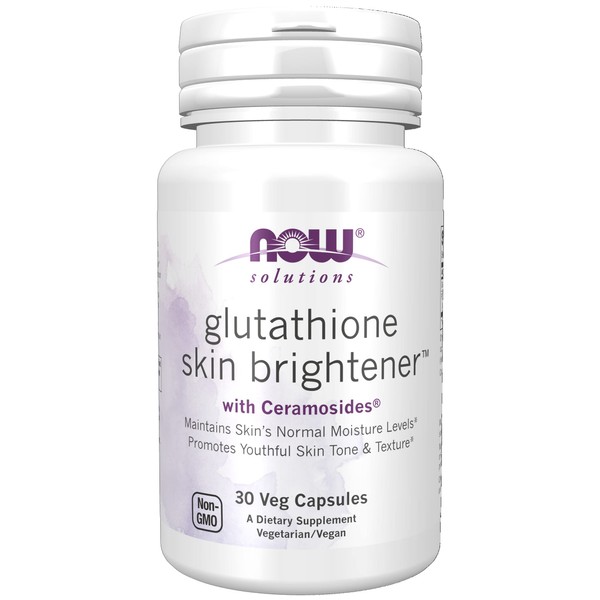 NOW Solutions, Glutathione Skin Brightener with Ceramosides®, Moisturizing and Illuminating, 30 Veg Capsules