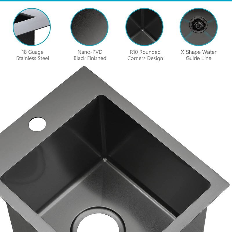 ZDHHT 13 x 15 x 8 Inch Black Drop-In Bar
