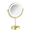 KIBI Circular Brushed Gold Finish Lighted Makeup Mirror with LED