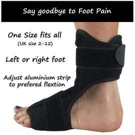 gr8ful® Night Splint Foot Brace for Plantar Fasciitis | Heel Pain, Burtis, Achilles Tendonitis, Heel Spur | Adjustable Foot Drop Support Dorsal Orthotic Ankle Strap | Men or Women | One Size | Black