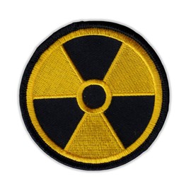 Motorcycle Jacket Embroidered Patch - Radioactive Nuclear Symbol (Yellow, Black) - Vest, Cut, Leathers - 3" Round