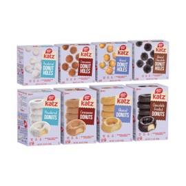 Katz Gluten Free Donuts & Donut Holes Top 8 Flavors, Powdered, Glazed, Cinnamon, and Glazed Chocolate. Free of Dairy, Soy, Tree Nuts, and Peanuts, Kosher (8 pk)