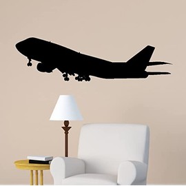Airplane Vinyl Wall Decal Boeing 747 Jumbo Jet Home Office Wall Decor Sticker Jet Pilot Flying Gift Wall Decor Print Teen Boys College Room (8 X 27 inches)