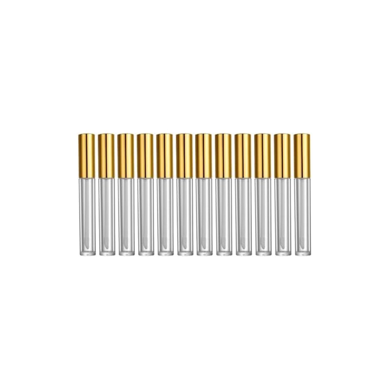 Tubo Vacío de Brillo Labial 10ml de Plástico Dorado, Paquete