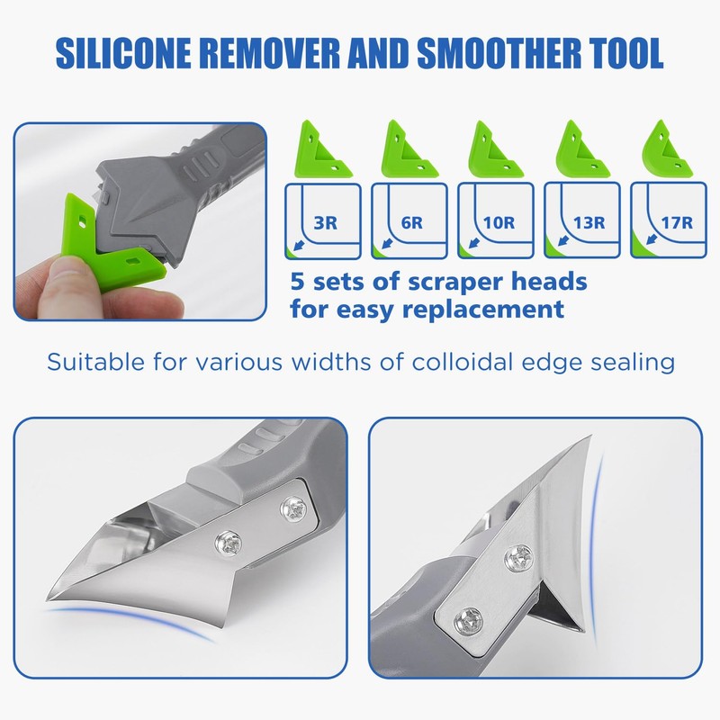 11pc Caulk Remover Tool,5 in 1 Silicone Caulking Tools,Grout Removal