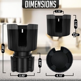 Car Cup Holder Expander for Cups, Bottles, and Travel Mugs, Compatible with Most Standard Sizes Rambler Bottle, Prevents Spills and Tipping