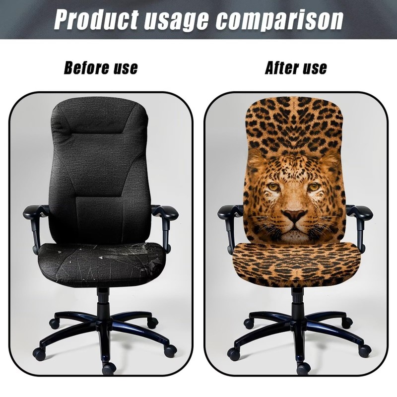 Talayituse Leopard Print Stretch Computer Office Chair Cover Universal Rotating