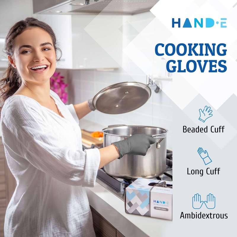 Hand-E Touch Grey Disposable Nitrile Gloves X Small 50 Count,