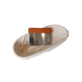 Suuted Natural Wicker Proofing Basket (Oval, 34 x 16 cm) with Linen Insert and High-Quality Dough Scraper