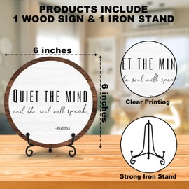 Spiritual Home Decor, Quiet The Mind And The Soul Will Speak Wood Decor Sign, Yoga Room Meditation Room Decor For Table Shelf, Inspirational Gifts For Woman Man Family Friend -a16