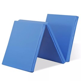 For Tri-Fold Folding Exercise Mat with Carrying Handles Gymnatics and Home Gym Blue