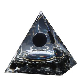 Orgone Pyramid - Positive Energy Source for Meditation, Stress Relief, Wealth Attraction | Crystal Pyramid Orgonite with Protection Crystals | Ideal Energy Generator & Stylish Room Decor
