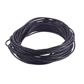 KONMAY 25 Yards Solid Round 2.0mm Matte Black Genuine/Real Leather Cord Braiding String (2.0mm, Matte Black)