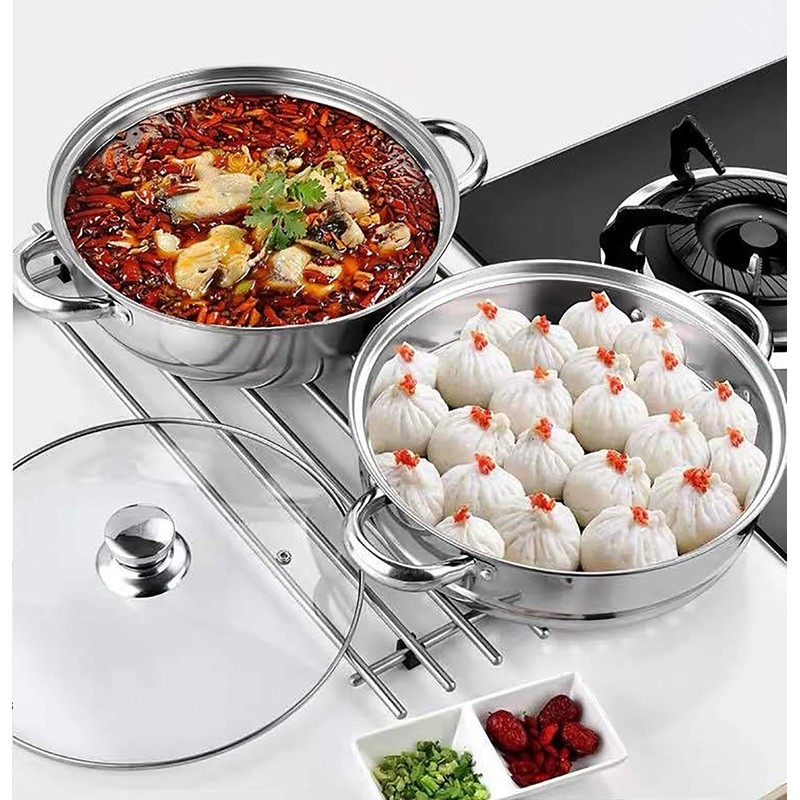 Steamer Pot Stainless Steel 2 Tier - 28cm Steamer Pot