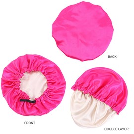 Kids Silky Satin Bonnet Double Layer Adjustable Flower Sleep Cap Girl Night Turban Children Solid Headwear Cute Hat