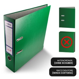 Netuno 1 x Ekobox Lever Arch Files, Green, DIN A4, 2-Ring Mechanism, 8 cm Plastic File, Wide Office File, Letter File, Polypropylene, Coloured