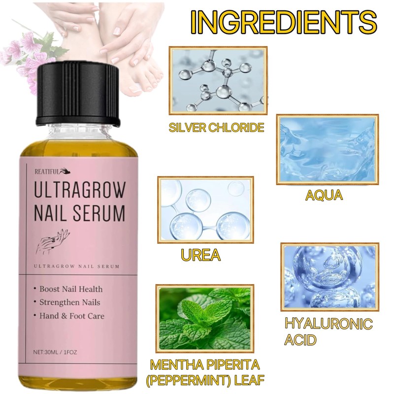  Organic Nail and Cuticle Oil, UltraGrow Nail Serum Natural