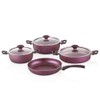 WILMA 7-Piece Die-Cast Aluminum Granite Non-Stick Cookware Set (Purple)