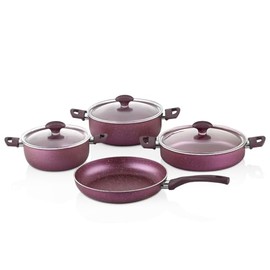 WILMA 7-Piece Die-Cast Aluminum Granite Non-Stick Cookware Set (Purple)