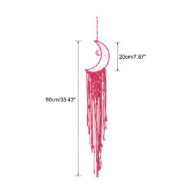 PATIKIL Moon Star Dream Catcher Decor, 35" Boho Dream Catcher Macrame Woven Wall Hanging for Home Decor Bedroom Accessories Cafes Wedding Decoration, Red