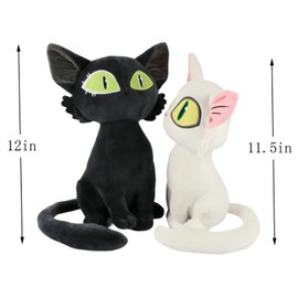Cat Stuffed Animal - Stuffed Animals for Teens - Suzume no Tojimari Stuffed Cat Plush Black and White Kawaii Cat Decor 2pcs (Black and White cat Plush)