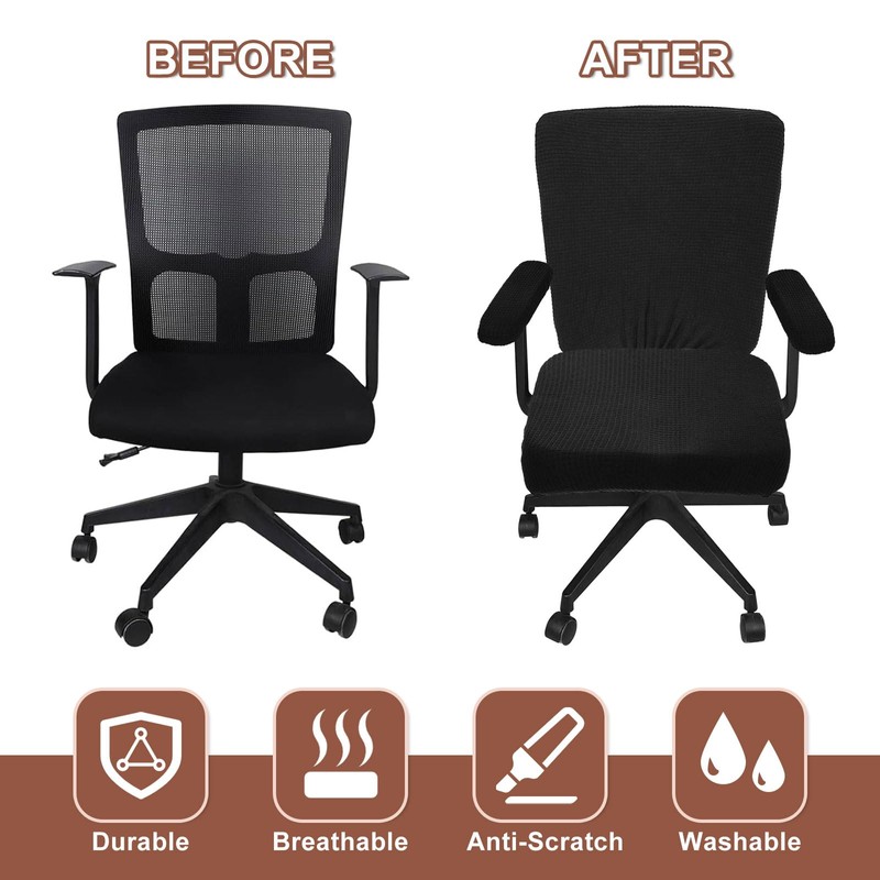 sourcing map Office Chair Covers, Stretchable Rotating Chair Slipcover Desk