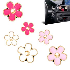 6pcs Daisy Car Decoration Flower Air Vent Clips Air Conditioning Outlet Air Freshener Clip Car Interior Decor Charm Colorful Car Interior Accessories for Girls Women（Red ＆ pink＆ White）