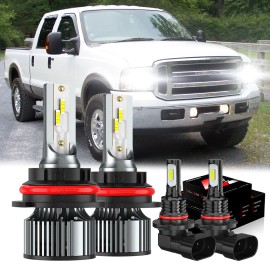 CHUSYYRAY For Ford F250 F350 Super Duty 2001-2004 Combo 9007 LED Headlight 9145 Fog Bulbs