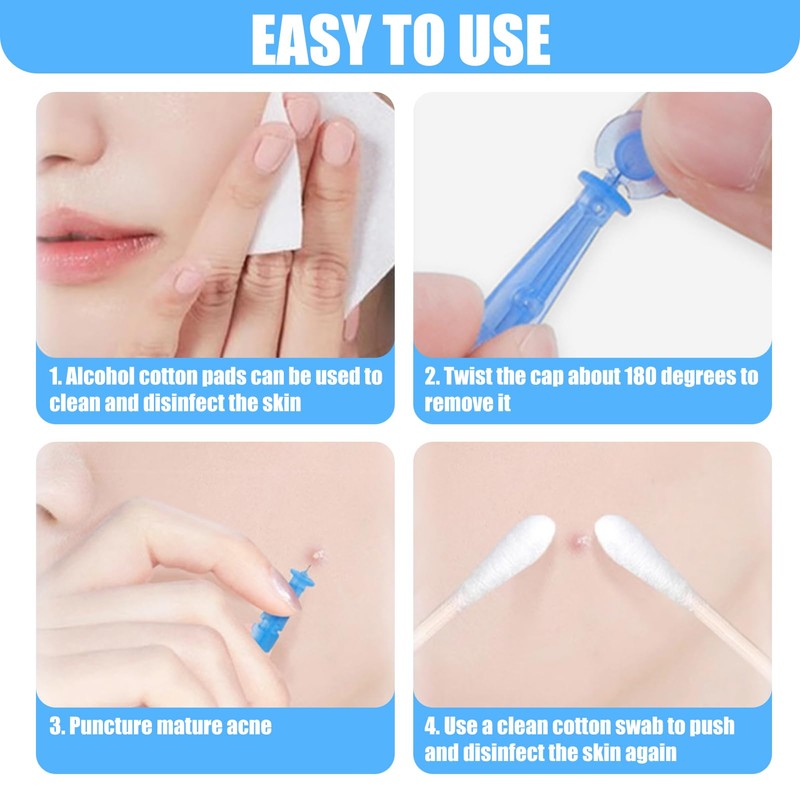 100Pcs Disposable Acne Needles Sterile Pimple Popper Kit with Precision