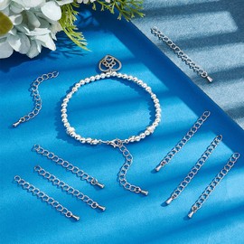 UNICRAFTALE Pack of 50 Necklace Bracelet Extension Chain 56 mm Chain Extension with Drop Chain Tabs 304 Stainless Steel Chain Extension for Women Anklet Necklaces DIY Jewellery Making