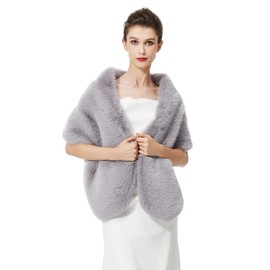 BEAUTELICATE Women's Faux Fur Shawl Stoles Wrap Faux Fur Scarf for Bridal Wedding Party