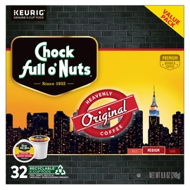 Chock Full o'Nuts Original Coffee, Compatible with Keurig K-Cup Pods, 32 CT (Pack of 4)