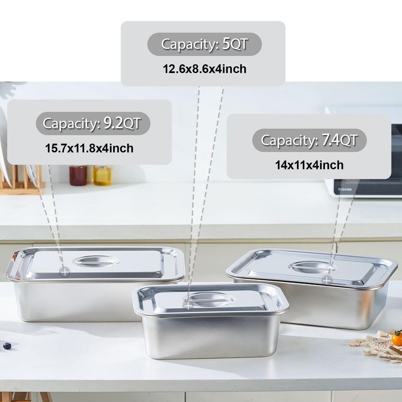 4-Piece 4 Inch Extra Deep Lasagna Pan with Lid, 11x14.2-Inch