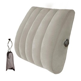 Masyrt Back Support Pillow, 40 * 35 * 12cm Inflatable Lumbar Support Pillow Portable Back Cushion Lumbar Cushion Adjustable Chair Back Cushion for Lower Back (Grey)