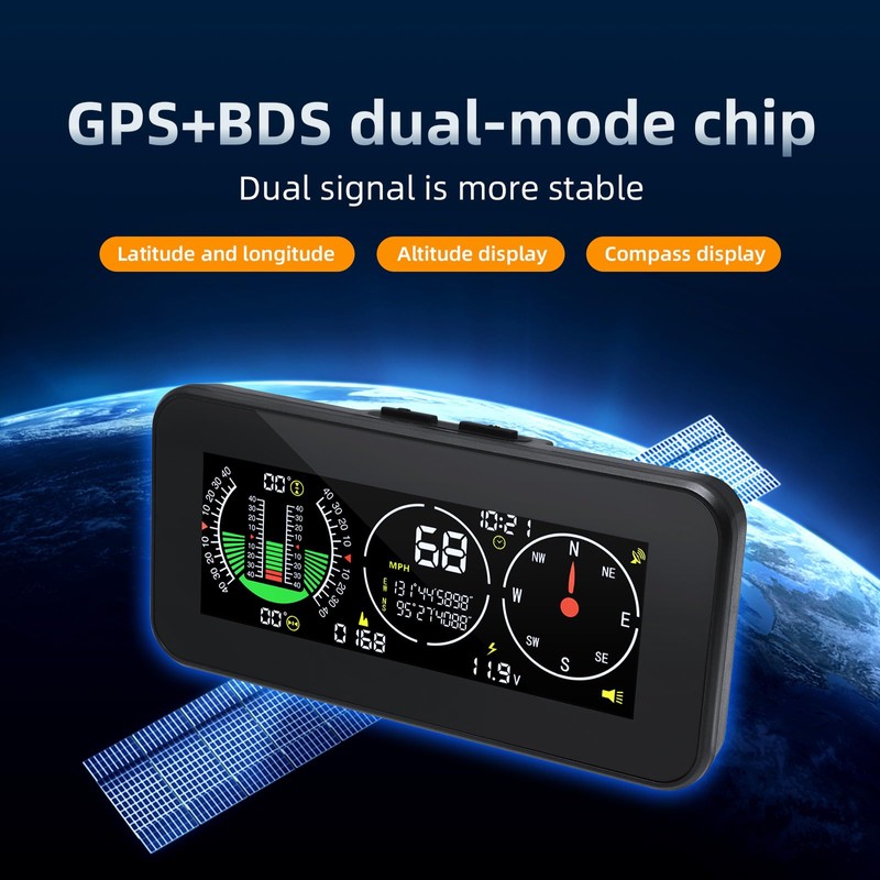 M60 Car Inclinometer Digital GPS HUD Pitch Angle Slope Meter