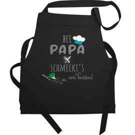 Shirtracer - Apron - Men's 1 - Cooking Apron with Papa schmeckts am Besten I Gift Cooking Apron Dad I Dad Cooking Apron I Kitchen Apron Dad I Gift Dad Christmas I Dad Gift I, 1 black